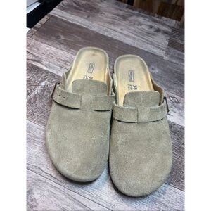 Birkenstock Boston Suede Clogs Size 38 US 7 Soft Footbed Taupe